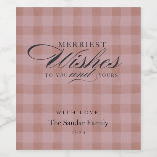 Modern Rustic Plaid Personalized Wine Gift Wijn Etiket (Enkel label)