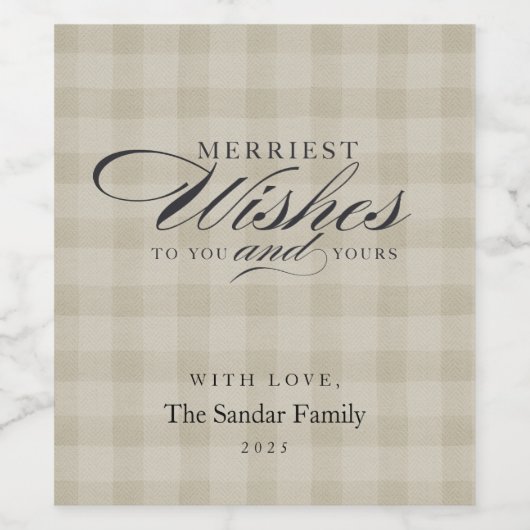 Modern Rustic Plaid Personalized Wine Gift Wijn Etiket (Enkel label)