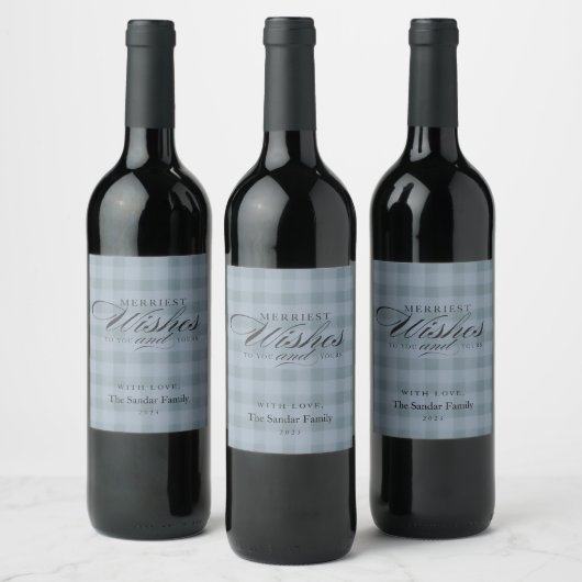 Modern Rustic Plaid Personalized Wine Gift Wijn Etiket (Flessen)