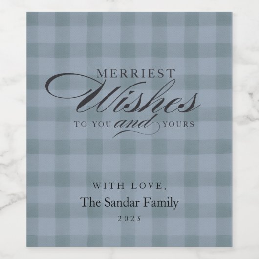 Modern Rustic Plaid Personalized Wine Gift Wijn Etiket (Enkel label)