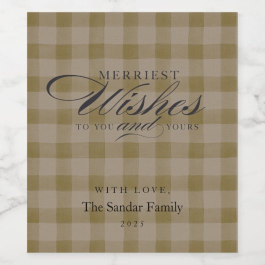 Modern Rustic Plaid Personalized Wine Gift Wijn Etiket (Enkel label)