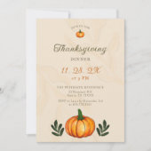 Modern Rustic Pumpkin Thanksgiving Dinner Kaart (Voorkant)
