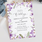 Modern Rustic Purple Flowers Wedding Kaart