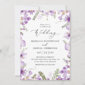 Modern Rustic Purple Flowers Wedding Kaart (Voorkant)