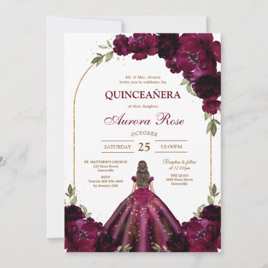 Modern Rustic Quinceanera Invitation Kaart (Voorkant)