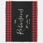 Modern Rustic Red Buffalo Spond Family Script Fleece Deken (Voorkant)