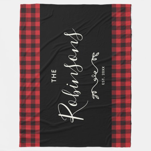 Modern Rustic Red Buffalo Spond Family Script Fleece Deken (Voorkant)
