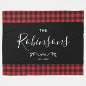 Modern Rustic Red Buffalo Spond Family Script Fleece Deken (Voorkant (Horizontaal))