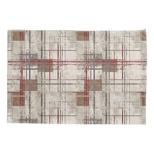 Modern rustic red plaid kussensloop (Achterkant)