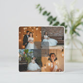 Modern Rustic Sage Green 4 Photo Collage Wedding Bedankkaart (Staand voorkant)