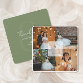 Modern Rustic Sage Green 4 Photo Collage Wedding Bedankkaart