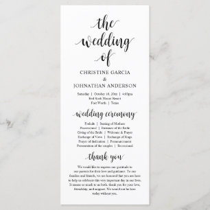 Modern rustic script, Wedding Ceremony Program Programmakaart