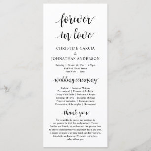 Modern rustic script, Wedding Ceremony Programmakaart