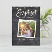Modern Rustic Snapshot Surprise Verloving Foto S Save The Date (Staand voorkant)