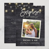 Modern Rustic Snapshot Surprise Verloving Foto S Save The Date (Voorkant / Achterkant)