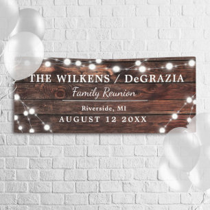 Modern Rustic String Lights Wood Family Reunion Spandoek