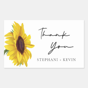 Modern Rustic Sunflower Weddenschap Bedankt Rechthoekige Sticker