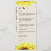 Modern Rustic Sunflower Wedding Menu (Voorkant)