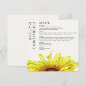 Modern Rustic Sunflower Wedding Menu (Voorkant / Achterkant)