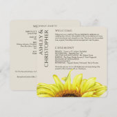 Modern Rustic Sunflower Wedding Programmakaart (Voorkant / Achterkant)