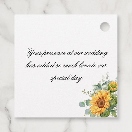 Modern Rustic Sunflower Yellow Wedding Bedankjes Labels (Achterkant)