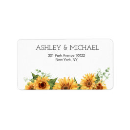 Modern Rustic Sunflower Yellow Wedding Etiket