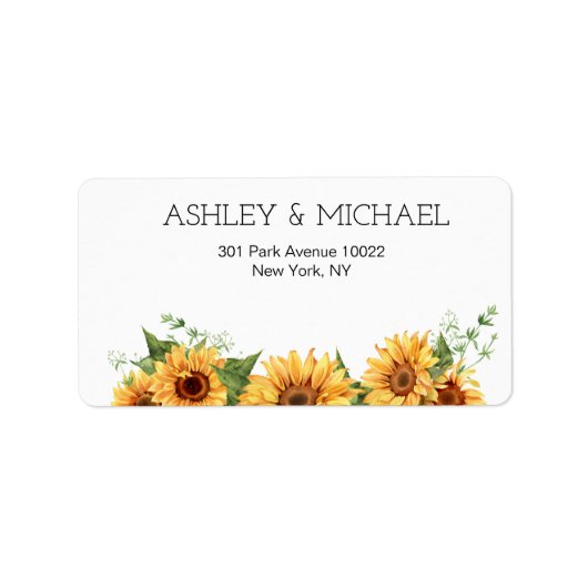 Modern Rustic Sunflower Yellow Wedding Etiket (Voorkant)