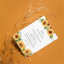 Modern Rustic Sunflower Yellow Wedding Kaart