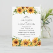 Modern Rustic Sunflower Yellow Wedding Kaart (Staand voorkant)