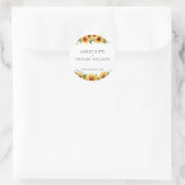 Modern Rustic Sunflower Yellow Wedding Ronde Sticker (Tas)