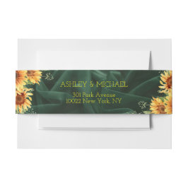 Modern Rustic Sunflower Yellow Wedding Uitnodigingen Wikkel