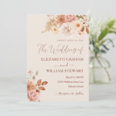 Modern Rustic Terracotta Boho Herfst Foliage Weddi Kaart (Staand voorkant)