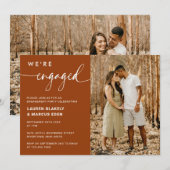 Modern Rustic Terracotta Photo Engagement Party Kaart (Voorkant / Achterkant)