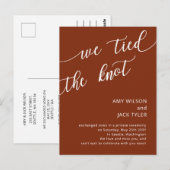 Modern Rustic Terracotta Wedding Announcement Briefkaart (Voorkant / Achterkant)
