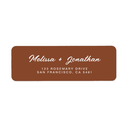 Modern Rustic Terracotta Wedding Return Address Etiket (Voorkant)