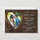 Modern Rustic Tree Heart Photo Wedding Kaart (Voorkant)