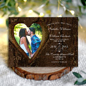 Modern Rustic Tree Heart Photo Wedding Kaart