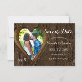 Modern Rustic Tree Heart Photo Wedding Save The Date (Voorkant)