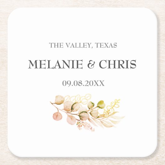 Modern Rustic Typography Custom Boho Gifts Wedding Kartonnen Onderzetters (Voorkant)