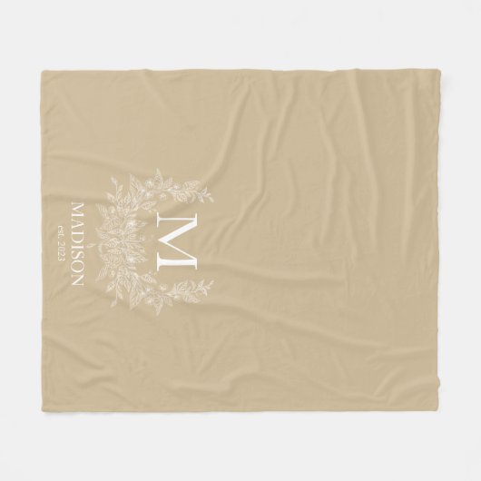 Modern rustic vakantie monogram Tan Fleece Deken (Voorkant (Horizontaal))