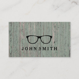 Modern Rustic & Verfijnd Bril Logo Groen Hout Visitekaartje