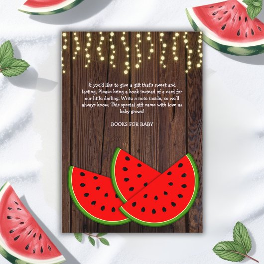 Modern Rustic Watermelon Slices Baby shower Informatiekaartje