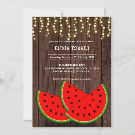 Modern Rustic Watermelon Slices Baby shower Kaart (Voorkant)