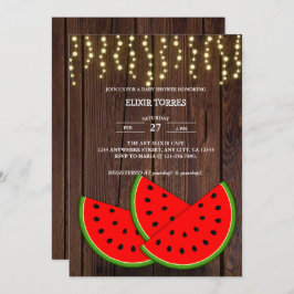 Modern Rustic Watermelon Slices Baby shower Kaart