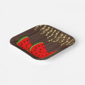 Modern Rustic Watermelon Slices Baby shower Papieren Bordje (Gebogen)