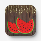 Modern Rustic Watermelon Slices Baby shower Papieren Bordje (Voorkant)