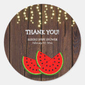 Modern Rustic Watermelon Slices Baby shower Ronde Sticker (Voorkant)