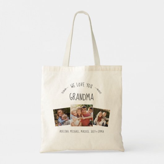 Modern Rustic we houden van je GRANDMA Photo Colla Tote Bag (Achterkant)