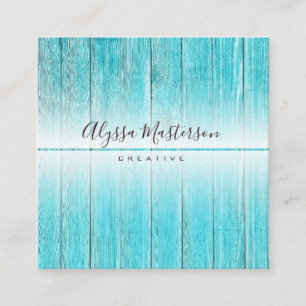 Modern Rustic Weathered Turquoise Barnwood Vierkante Visitekaartje