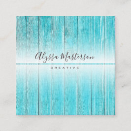 Modern Rustic Weathered Turquoise Barnwood Vierkante Visitekaartje